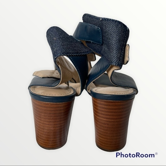 MARC FISHER Denim Ankle Strap Block Heel Sandals, Size 7M - Picture 7 of 7